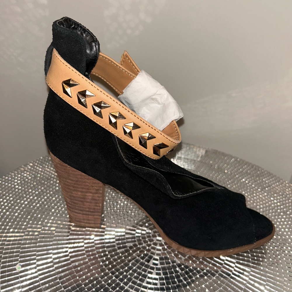 Black and Tan Studded Women's Heels
